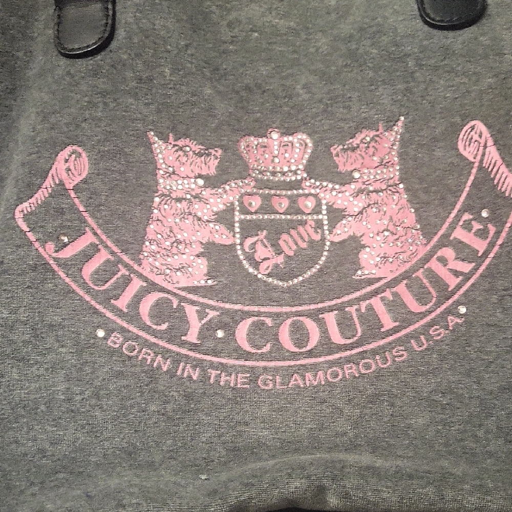 Juicy Couture Gray Tote with Pink Crest